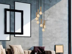 Candeeiro De Teto Estilo Vintage De Altura Regulavel Em Metal De A. 40-136 Cm Cor Dourado - Josette