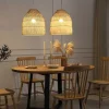 Candeeiro De Teto Etnico Em Metal E Rotim Cor Natural De D.40 X A. 120 Cm - Parnaiba