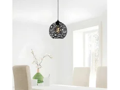 Candeeiro De Teto Filiforme Em Metal De Altura Regulavel De D. 25 X A. 39/119 Cm Cor Preto - Celindra