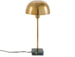 Candeeiro Mesa De Cabeceira Forma Cogumelo Estilo Art Deco Amanite - Marmore E Ferro - 24,5 X 24,5 X 52 Cm - Dourado