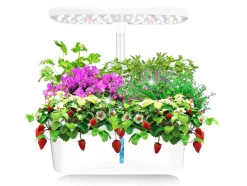 Canteiro De Interior Com Leds 6 Plantas, Altura Ajustavel, Branco - Gardenio