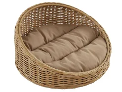 Cesto Para Animais Em Resina Com Almofada, Interior Ou Exterior, D71 X A37 Cm, Natural E Castanho - Zalio