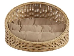 Cesto Para Animais Em Resina Com Almofada, Interior Ou Exterior, D71 X A37 Cm, Natural E Castanho - Zalio
