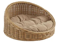 Cesto Para Animais Em Resina Com Almofada, Interior Ou Exterior, D71 X A37 Cm, Natural E Castanho - Zalio