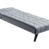 Chaise Longue Cama Em Tecido Cinzento E Contornos Pretos - Bayou