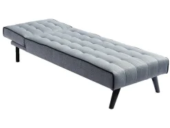Chaise Longue Cama Em Tecido Cinzento E Contornos Pretos - Bayou