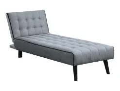 Chaise Longue Cama Em Tecido Cinzento E Contornos Pretos - Bayou
