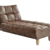 Chaise Longue Clic Clac Em Microfibra De Efeito Envelhecido Castanho Vintage - Esteban