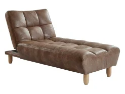 Chaise Longue Clic Clac Em Microfibra De Efeito Envelhecido Castanho Vintage - Esteban