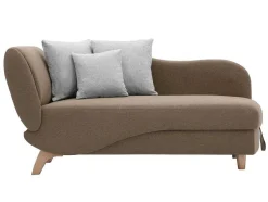 Chaise-Longue Direita Convertivel Em Tecido Castanho Com Espaco De Arrumação - Penelope