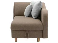 Chaise-Longue Direita Convertivel Em Tecido Castanho Com Espaco De Arrumação - Penelope