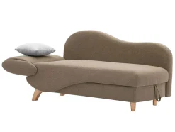 Chaise-Longue Direita Convertivel Em Tecido Castanho Com Espaco De Arrumação - Penelope