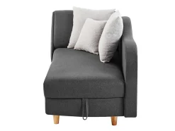 Chaise-Longue Direita Convertivel Em Tecido Antracite Com Espaco De Arrumação - Penelope