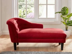 Chaise Longue Direita Em Tecido Vermelho - Anouk