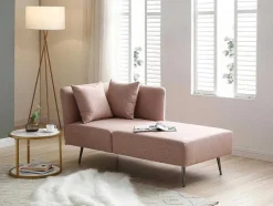 Chaise-Longue Direita Em Tecido Cor-De-Rosa - Napasa