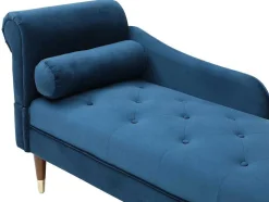 Chaise-Longue Direita Em Veludo Azul-Esverdeado - Umari