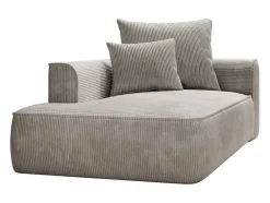 Chaise Longue Direita Veludo Canelado Bege - Pineta