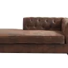 Chaise Longue Esquerda Chesterfield De Microfibra Aspeto Couro Envelhecido - Shirel