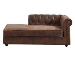 Chaise Longue Esquerda Chesterfield De Microfibra Aspeto Couro Envelhecido - Shirel