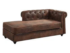 Chaise Longue Esquerda Chesterfield De Microfibra Aspeto Couro Envelhecido - Shirel