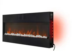 Cheminee Electrique Panoramique Avec Eclairage Led D'Ambiance Et Panneau Frontal En Mdf