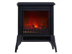 Cheminee Electrique 2000W En Acier Noir Et Pieds
