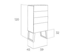 Chiffonier Em Madeira Folheada De Nogueira Com Quatro Gavetas. 7024