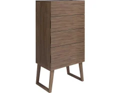 Chiffonier Em Madeira Folheada De Nogueira Com Quatro Gavetas. 7024