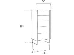 Chiffonier Em Madeira Folheada De Nogueira Com Gavetas 7041