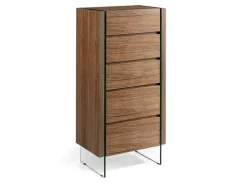 Chiffonier Em Madeira Folheada De Nogueira Com Gavetas 7041