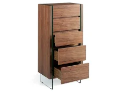 Chiffonier Em Madeira Folheada De Nogueira Com Gavetas 7041