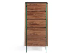 Chiffonier Em Madeira Folheada De Nogueira Com Gavetas 7041