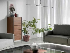Chiffonier Em Madeira Folheada De Nogueira Com Gavetas 7041