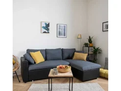 Clark Sofá-Cama De Canto De 3 Lugares Cinzento E Preto