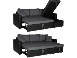 Clark Sofá-Cama De Canto De 3 Lugares Cinzento E Preto