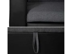 Clark Sofá-Cama De Canto De 3 Lugares Cinzento E Preto