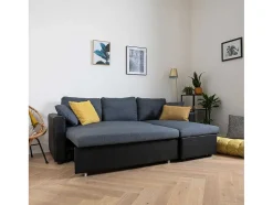 Clark Sofá-Cama De Canto De 3 Lugares Cinzento E Preto