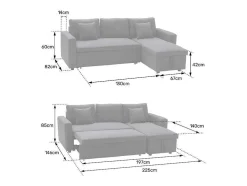 Clark Sofá-Cama De Canto De 3 Lugares Cinzento E Branco