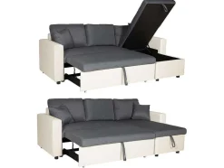Clark Sofá-Cama De Canto De 3 Lugares Cinzento E Branco