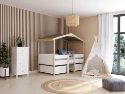 Cómoda Albane - 5 Gavetas - Pinho Branco
