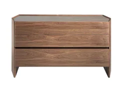 Cómoda Com Forma Hexagonal Feita De Mdf Folheado A Nogueira Com Tres Gavetas Frontais 7073