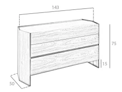 Cómoda Com Forma Hexagonal Feita De Mdf Folheado A Nogueira Com Tres Gavetas Frontais 7073