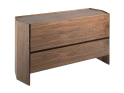 Cómoda Com Forma Hexagonal Feita De Mdf Folheado A Nogueira Com Tres Gavetas Frontais 7073