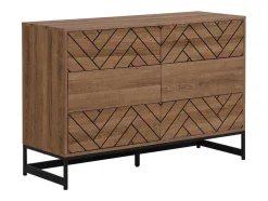 Cómoda Com 6 Gavetas Em Mdf E Aco Cor Natural E Preto - Caratana