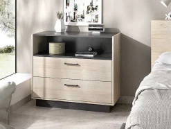 Cómoda Com 2 Gavetas E 1 Nicho Cor Natural E Antracite - Leandre