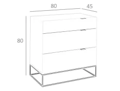 Cómoda Em Mdf Lacado Cinzento Perola Brilhante, Pegas 7020