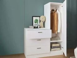 Cómoda 3 Gavetas Com Armário E Espelho Branco - Vitorio