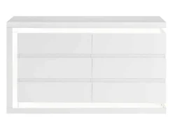 Cómoda 6 Gavetas Com Leds, Mdf Lacado A Branco - Flarancia