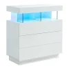 Cómoda 3 Gavetas Com Leds, Mdf Lacado A Branco - Fabio Ii