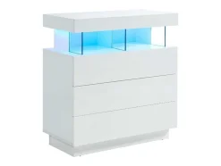 Cómoda 3 Gavetas Com Leds, Mdf Lacado A Branco - Fabio Ii